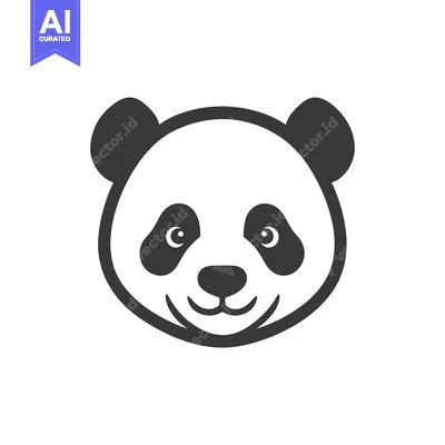 Aset premium populer: A friendly panda face icon featuring black and white coloring