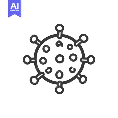 Aset premium populer: A simple illustration depicting a virus with protruding spikes and dot
