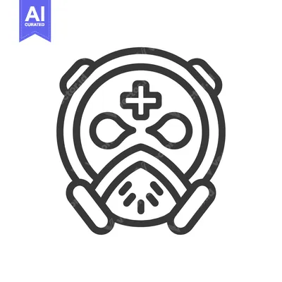A stylized illustration of a medical gas mask design