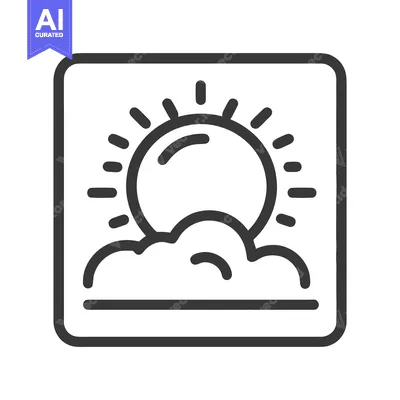 Premium design asset: Minimalist Weather Icon: Sun Peeking Through Clouds in Rounded Square
