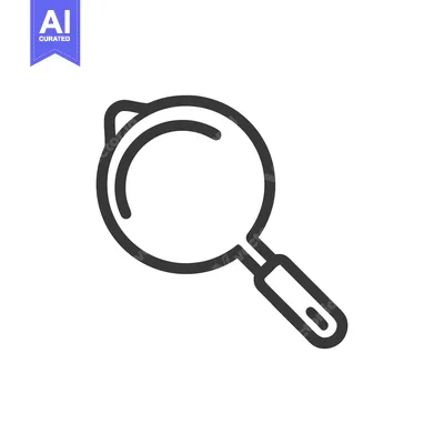 Aset desain premium: Simple Black Line Art Icon of a Magnifying Glass on White Background