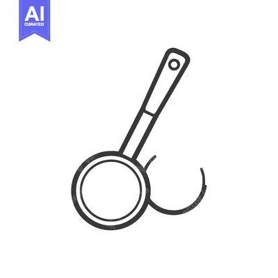 Aset premium populer: Simple Ladle Outline Icon with Hanging Hole and Curved Detail