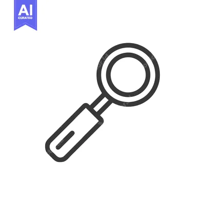 Aset desain premium: Simple Magnifying Glass Icon on White Background, Minimalist Design