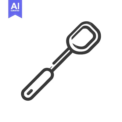 Minimalist Spatula Icon: Kitchen Utensil Outline on White Background