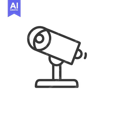Aset desain premium: Minimalist Security Camera Icon: Modern Surveillance System Symbol
