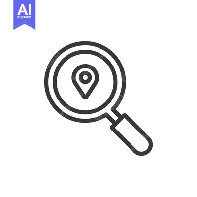 Premium design asset: Location Search: Magnifying Glass Icon with Map Pinpoint Symbol, Minim