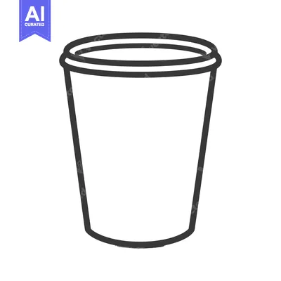 Aset desain premium: Simple line drawing of a white empty disposable cup