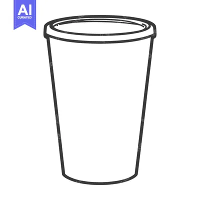Premium design asset: A simple black and white illustration of an empty drinking cup