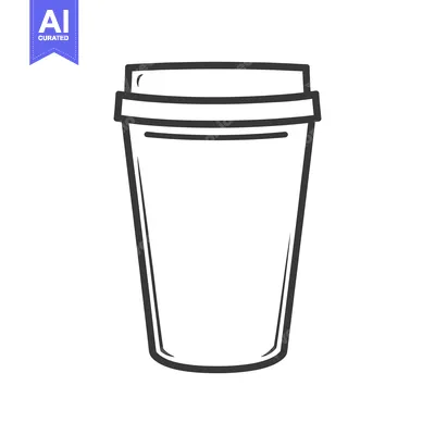 Aset premium populer: Black and white illustration of a disposable beverage container