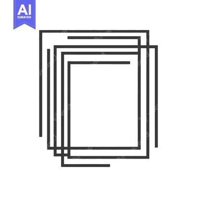 Aset premium populer: A black linear graphic depicting multiple overlapping rectangular fram