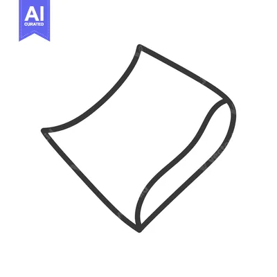 Aset desain premium: A single sheet of paper depicted with a curved edge
