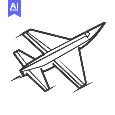 An Outline Illustration Depicting A Modern Jet Aircraft In Flight
