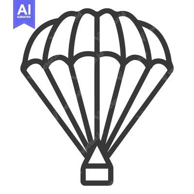 Simple illustration of a parachute in black and white lines