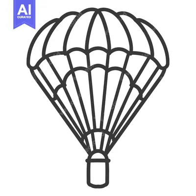 Aset desain premium: An outlined image depicting a simple open parachute design