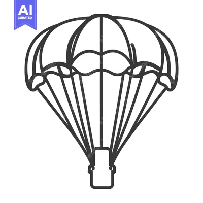 Aset premium populer: A monochrome illustration depicts a parachute suspended in the air