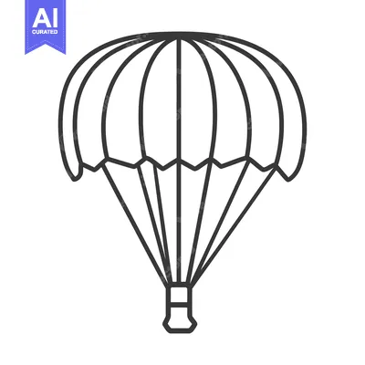 Aset premium populer: A detailed line drawing depicting an open parachute in descent