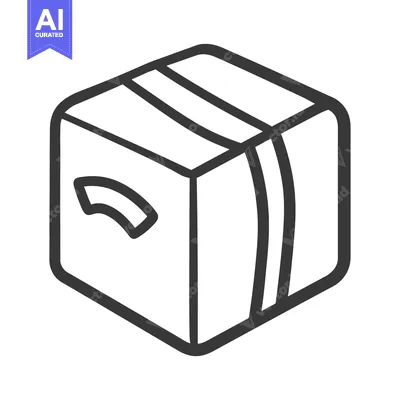 An isometric view of a simple box with tapes on top