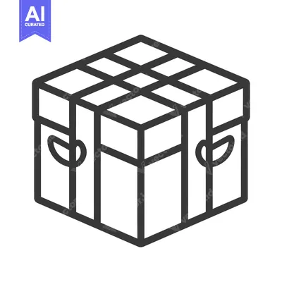Premium design asset: A detailed black and white outline of a storage box