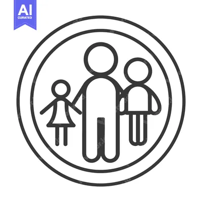 Premium design asset: A simple illustration depicts a family inside a circular border