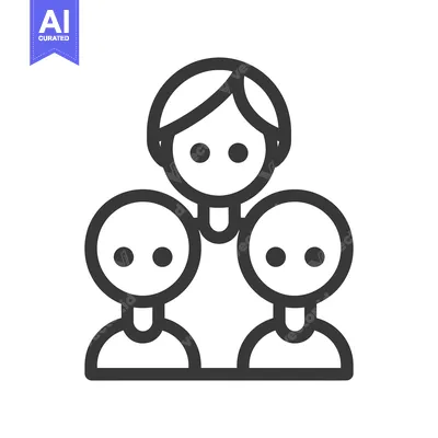 Premium design asset: A simple graphic illustration showing a group of three people