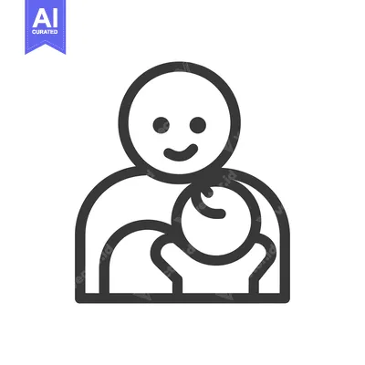Popular premium asset: A simple outlined depiction of a person cradling a baby