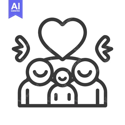 Aset desain premium: A graphic depiction shows family and love combined together