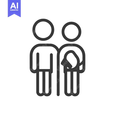 Aset premium populer: Two figures standing close together with each other in a line