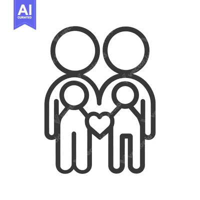 Popular premium asset: A line drawing depicting a family with love and unity