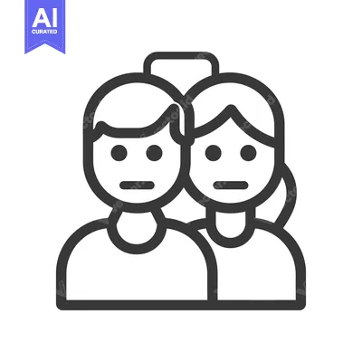 Aset desain premium: Two people standing close together in a simplified icon graphic