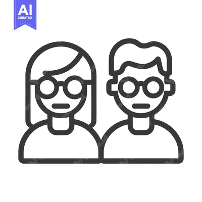 Premium design asset: Simple illustration of two people wearing spectacles together