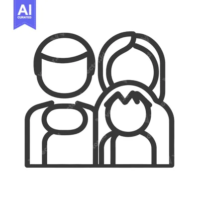 A simple outline illustration depicting a family of three people