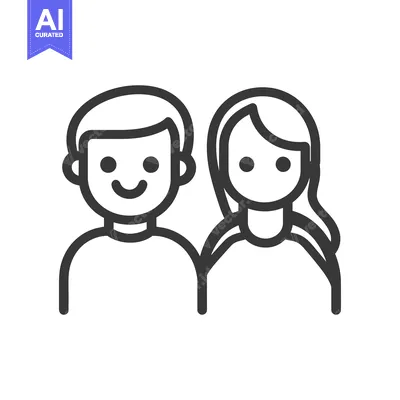 Aset premium populer: A simple illustration depicting a happy couple standing together in un