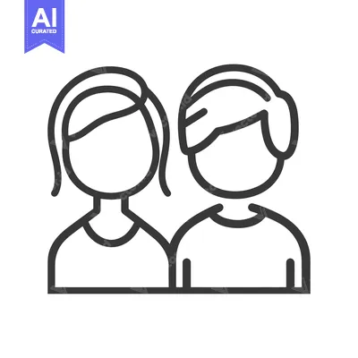 Aset premium populer: Two simple outline figures representing a couple standing together clo