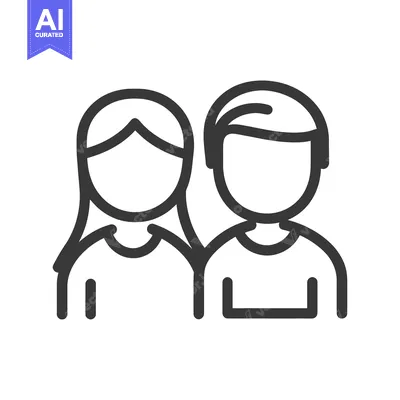 A simple outline illustration depicting two people standing together