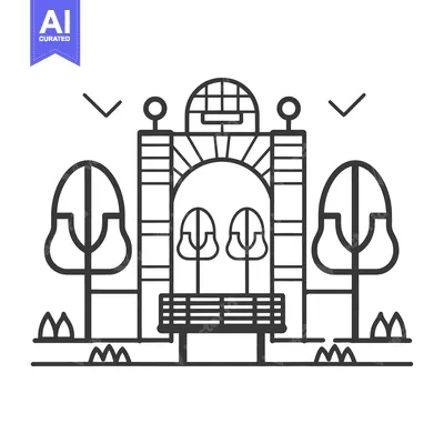 Popular premium asset: A simple outlined park scene featuring benches and trees