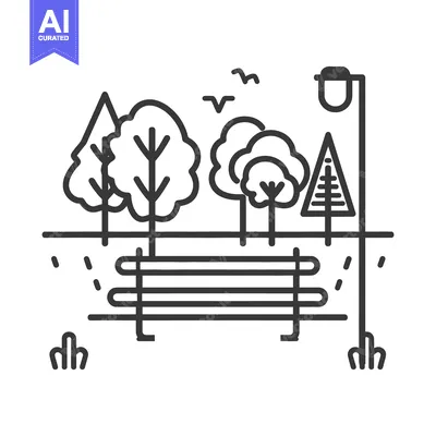 Popular premium asset: An illustrative black and white image of park elements outdoors
