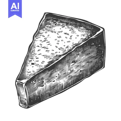 Aset premium populer: A triangular wedge of hard dairy cheese is illustrated nicely