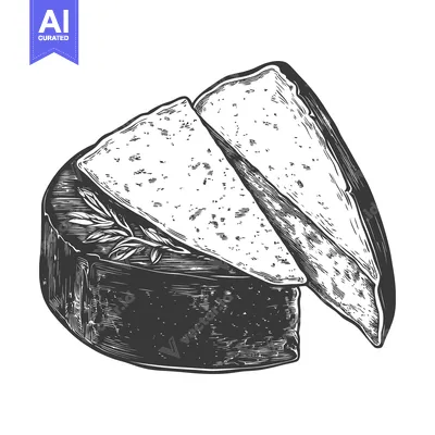 Aset premium populer: A delicious illustration depicts cheese with sliced wedges and herbs