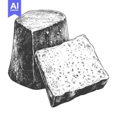 Premium design asset: Detailed drawing of two pieces of likely food product