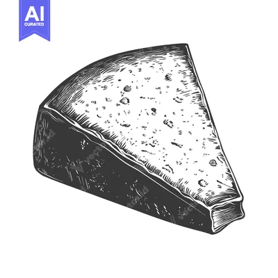 Aset desain premium: A graphic illustration of a wedge shaped piece of cheese