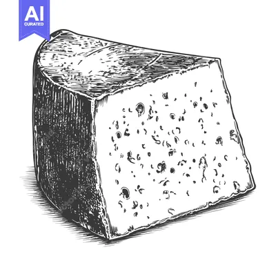 Popular premium asset: A black and white illustration of a wedge of cheese