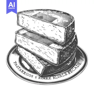 Premium design asset: Stacked Cheese Slices Presented Elegantly On A Decorative Plate