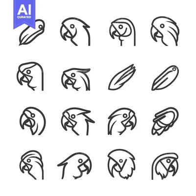 Popular premium asset: Parrot Heads and Seeds Line Art Icons