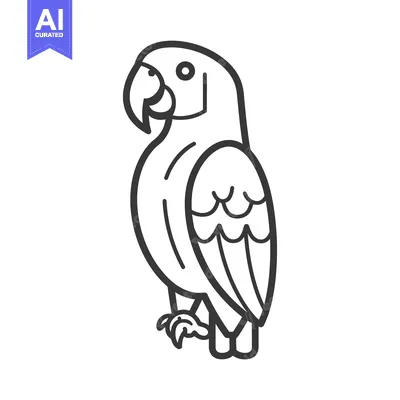 A simple outline drawing of a parrot standing tall
