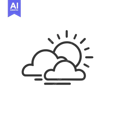 Minimalist Sun and Clouds Icon: Weather Forecast Symbol