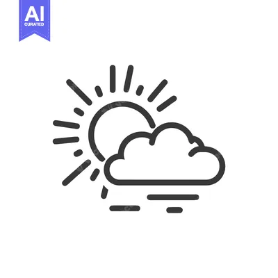 Aset desain premium: Partially Cloudy Weather Icon: Sun Obscured by Cloud
