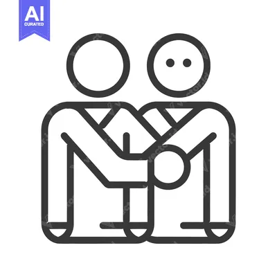 Aset premium populer: Two simplistic figures embracing each other in a hug