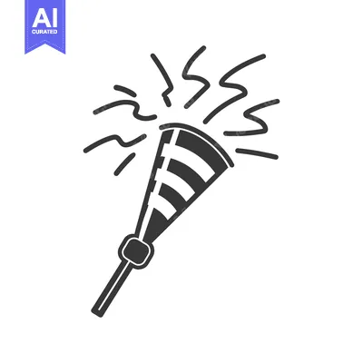 Premium design asset: A simple black and white drawing of a party noisemaker