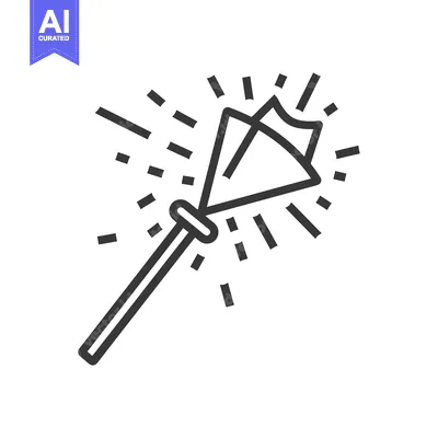 Aset desain premium: An illustrated wand waving creating bright sparkles around its head