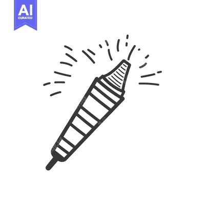 Aset desain premium: A stylized illustration of a crayon emitting radiating lines